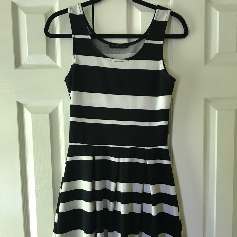 Black and white striped dress